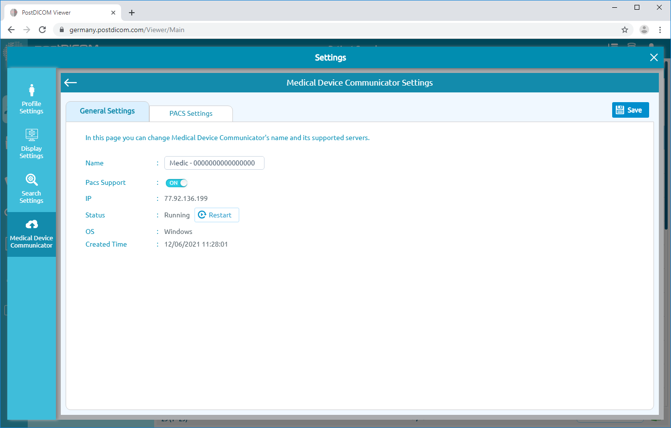 Editing Proxy Pacs Server Settings