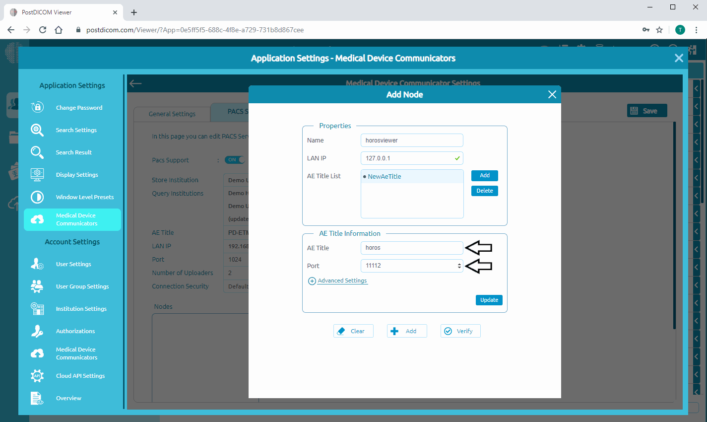 Editing Proxy Pacs Server Settings