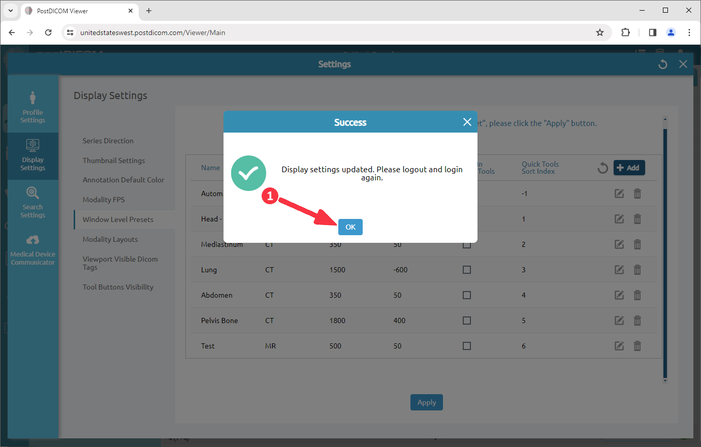 Managing Window Level Presets