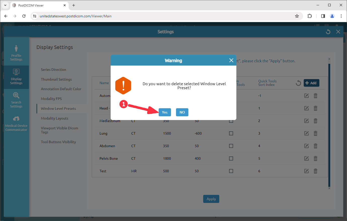 Managing Window Level Presets