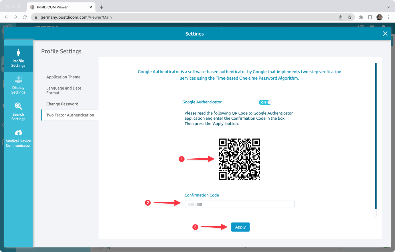 Setting up two factor authentication (2FA)